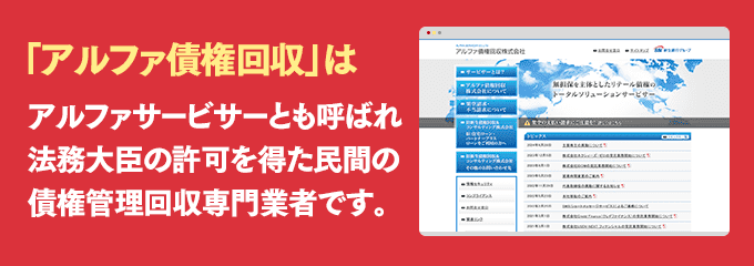 アルファ債権回収は取り立て専門のサービサーです