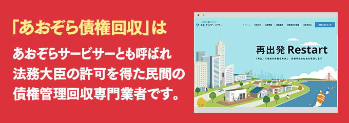 あおぞら債権回収は取り立て専門のサービサーです