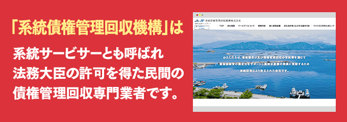 系統債権管理回収機構は取り立て専門のサービサーです